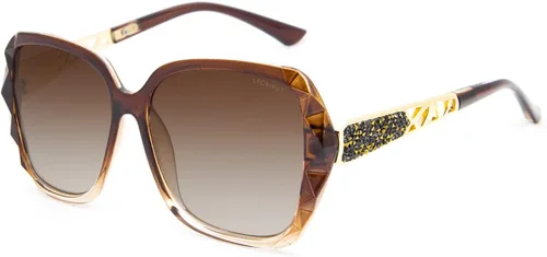Vista 19 de Gafas de sol de gran tamaño para mujer, polarizadas, protección UV, clásicas, a la moda, para damas, marco negro, lente gris Montura café lente café