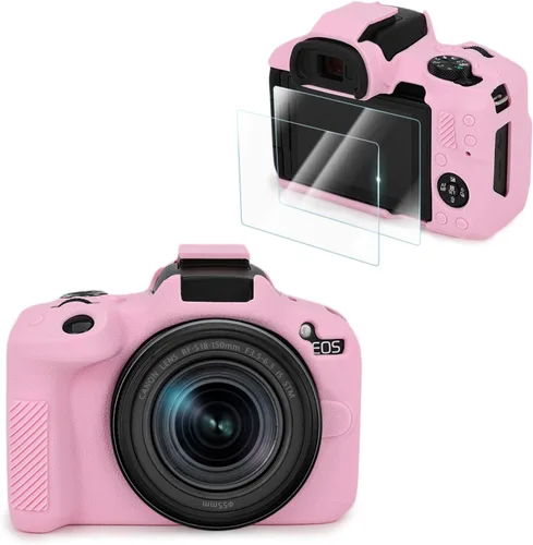 Vista 16 de VOVMOEYA Compatible con Canon EOS R50 - Kit de accesorios para funda de cámara [con 2 películas LCD templadas], funda protectora de cámara