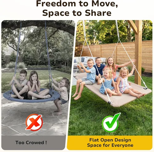 Vista 5 de Trekassy Columpio rectangular extragrande de 60 pulgadas, capacidad de 700 libras, plataforma impermeable para niños y adultos con kit