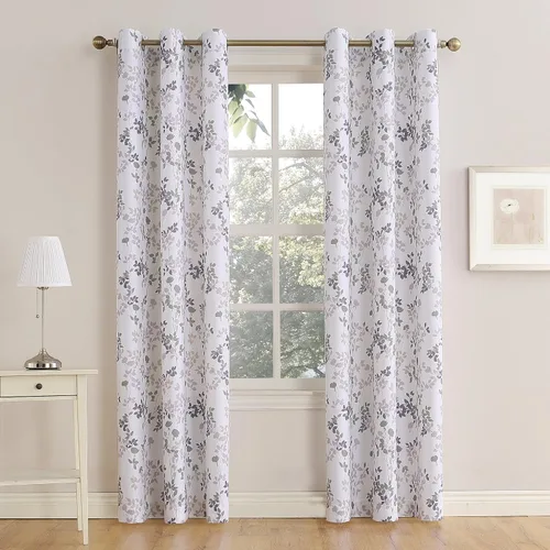 Vista 7 de No. 918 Marra - Panel de cortina semitransparente con ojales y estampado floral, 48 x 95 pulgadas, puerto