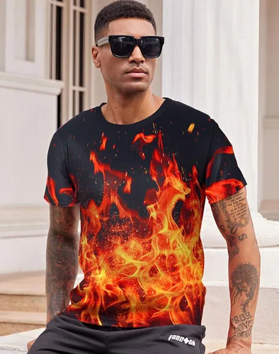Vista 3 de RAISEVERN Camisetas de verano unisex con cuello redondo y manga corta con estampado gráfico divertido