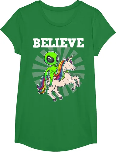 Vista 54 de Believe Space Alien Riding Unicorn - Camiseta de regalo divertida, Negro, S