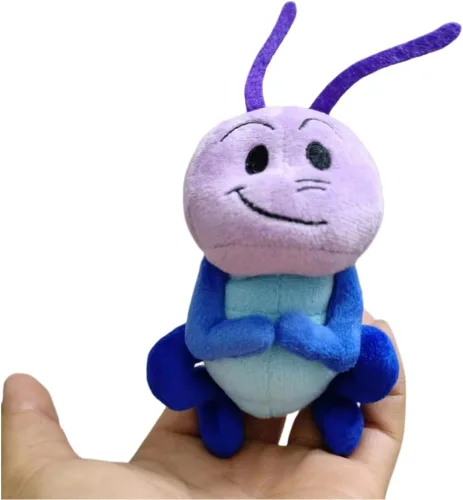Vista 4 de Mulan Cricket Peluche CRI-kee - Mini puf de peluche azul y morado de 6 pulgadas