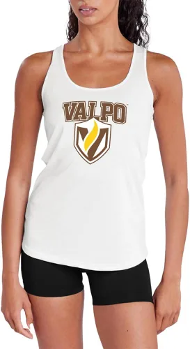 Vista 316 de Camiseta deportiva sin mangas oficial de NCAA Collegiate para mujer, con espalda cruzada, colección con logotipo primario