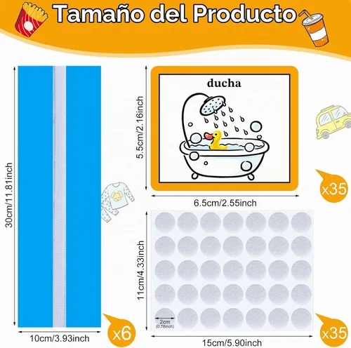Vista 2 de 35 tarjetas visuales de horario, tarjetas de rutina, tabla de tareas en el hogar, materiales de aprendizaje para autismo, con 35 puntos de gancho
