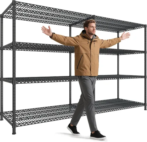 Vista 13 de REIBII Estantes de almacenamiento de 70 pulgadas de ancho, servicio pesado, carga 1600 libras, estantería de metal, unidad de estantería de alambre