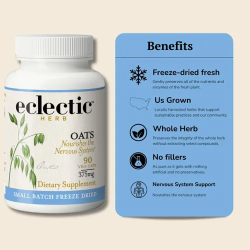 Vista 4 de ECLECTIC INSTITUTE Avena sin OMG liofilizada fresca cruda 90 CT (375 mg)
