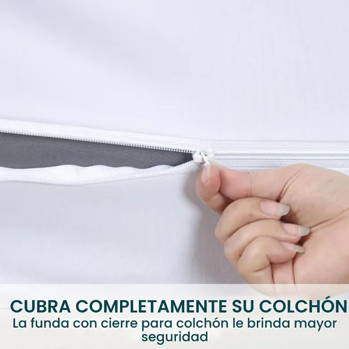 Vista 5 de COTTONPASSION Funda de Colchón con Cremallera, Protector de Colchón Impermeable Tamaño Full, Transpirable y Silencioso Absorbente Funda de Colchón