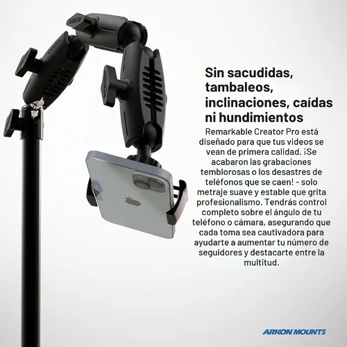 Vista 2 de ARKON Mounts - Kit completo de soporte para teléfono, soporte de mesa ajustable para teléfono celular y soporte para tableta con anillo de luz