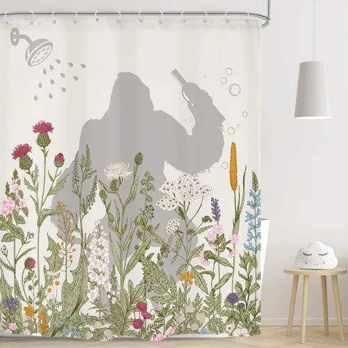 Vista 20 de LGhtyro Juego de Cortina de Ducha Divertida de Dinosaurio para Baño Pequeño 36Wx71H Pulgadas Dibujos Animados Niños Silueta de Dino Sombra de Animal