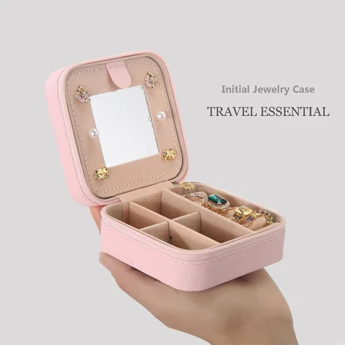 Vista 2 de Canboer Joyero pequeño de viaje, organizador de joyas, organizador de joyas, caja de artículos esenciales de viaje, regalos de cumpleaños