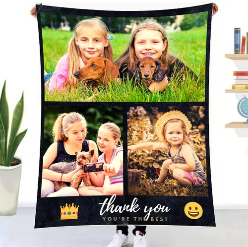 Vista 13 de Manta personalizada con foto y texto personalizado, manta para papá con imágenes de regalo para bebés, amigos, amantes y mascotas, manta