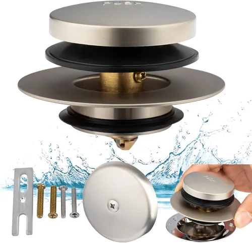 Vista 10 de Artiwell Kit universal de conversión de desagüe de bañera de punta – Kit de recambio de drenaje de bañera con placa frontal de desbordamiento de 1