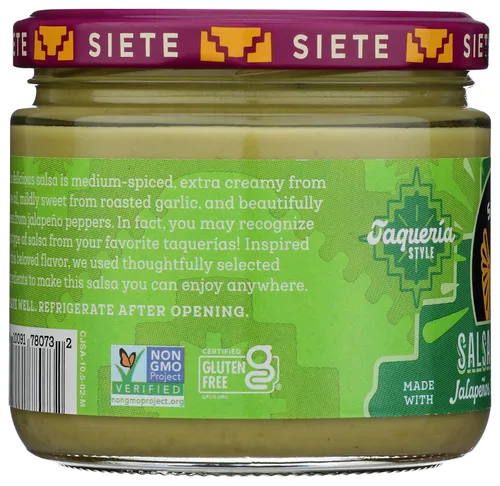 Vista 5 de Siete Family Foods Salsa cremosa de jalapeño, 10.5 onzas