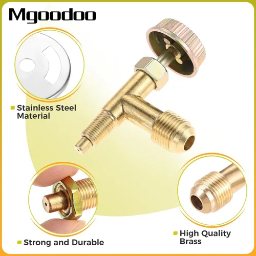 Vista 3 de Kit de Válvula de Control de Aguja de 3/8" Macho Giratorio con Rosca de Propano para Estufa de Cocina, Boquilla de Chorro de Propano de 0.047