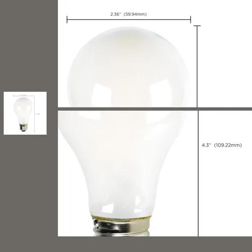 Vista 8 de Satco Bombilla LED A19 de 8 W, 2700 K, blanco suave, 800 lúmenes, base media E26, regulable, haz de 320 grados, accesorio cerrado nominal de 120 V