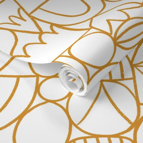 Vista 2 de Muestra de papel tapiz extraíble – Círculos amarillos vintage moderno geométrico arte abstracto personalizado pre-pegado papel pintado por