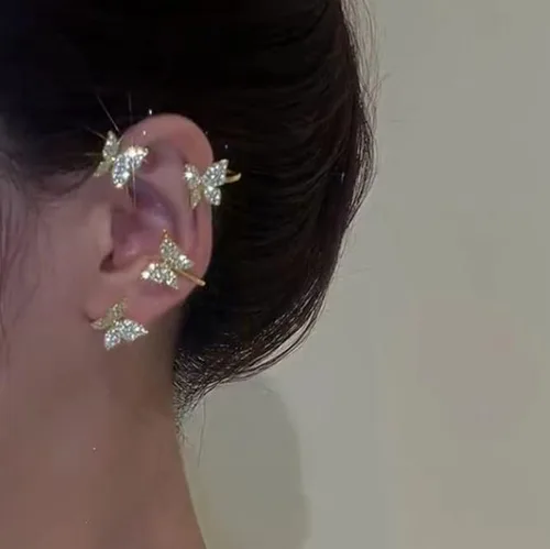 Vista 3 de Generic Pendientes de elfo para orejas de hada, aretes de ala de perla, aretes de elfo, clips de oreja para regalo de joyería