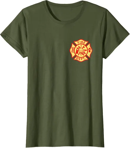 Vista 97 de Camiseta con logotipo de bomberos con símbolo de bombero, Negro