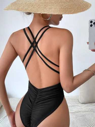 Vista 2 de Floerns Traje de baño de una pieza para mujer con anillo cruzado