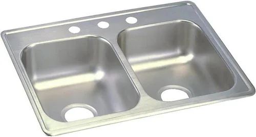 Vista 12 de Dayton D233221 Equal - Fregadero de acero inoxidable con doble tazón, 33 x 22 x 6.5 pulgadas