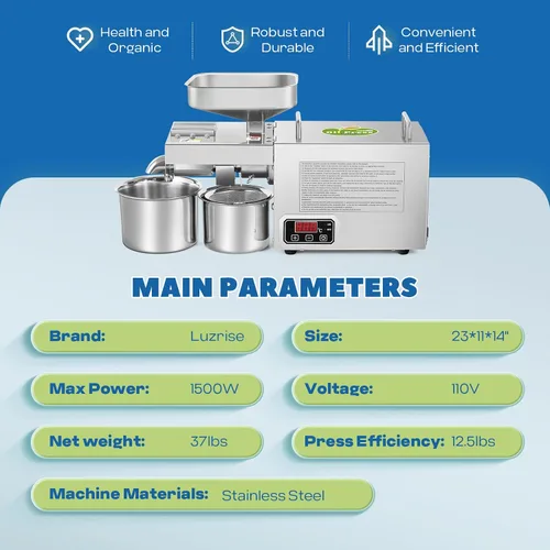 Vista 10 de máquina automática 12.5LBS/H de la prensa de aceite 1500W