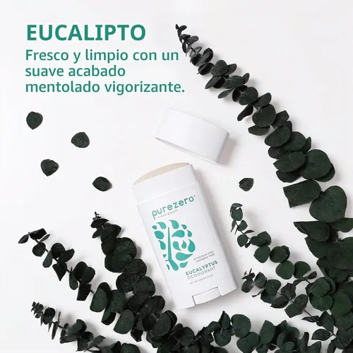 Vista 5 de Purezero EUCALYPTUS Desodorante Sin aluminio ni parabenos con bicarbonato de sodio y protección contra olores las 24 horas Para mujeres