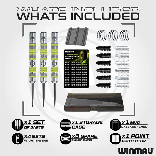 Vista 2 de Winmau - Professional Player - Michael Van Gerwen MvG Gift Set - 50 Piece Professional Darts Set - Includes 4 Sets of Stems, 4 Sets of Flights and