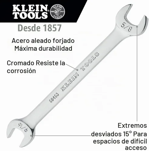 Vista 2 de Klein Tools 68450 Juego de llaves SAE de extremo abierto, 5 piezas con bolsa rodante