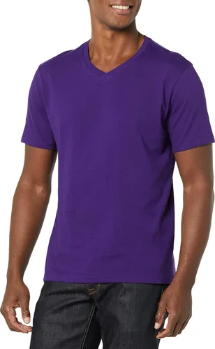 Vista 2 de Tienda Essentials Camiseta de manga corta ajustada con cuello en V para hombre, paquete de 2