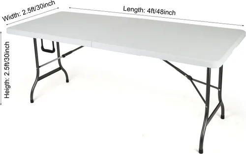 Vista 3 de Mantel de mesa de elastano elástico marfil de 4 pies para mesa plegable rectangular ajustable
