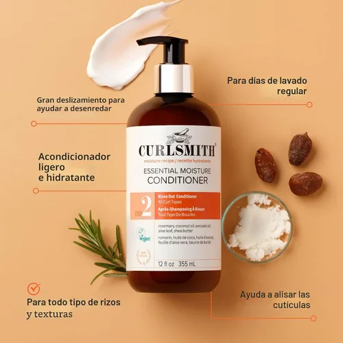 Vista 3 de CURLSMITH Essential Moisture Conditioner - Hydrating Conditioner for Curly Hair, Lightweight and Softening, For All Curl Types, Vegan & Cruelty Free