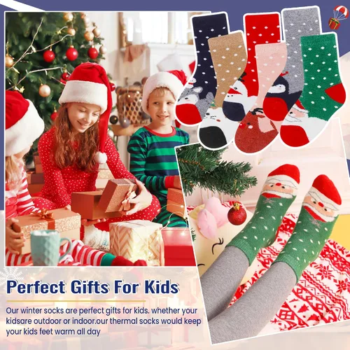 Vista 89 de Eocom 6 pares de calcetines de invierno cálidos de lana para niños y niñas