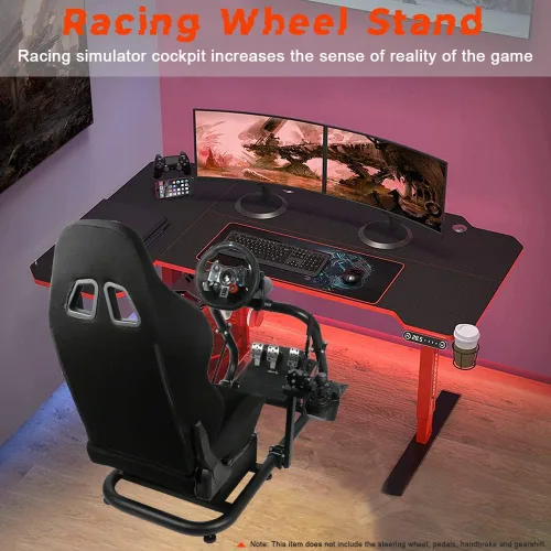 Vista 6 de Marada Racing Simulator Cockpit Stand with Black SeatRacing Game Stand fits Logitech G25 G27 G29 G920 G923 Thrustmaster FanatecSteering Wheel Stand