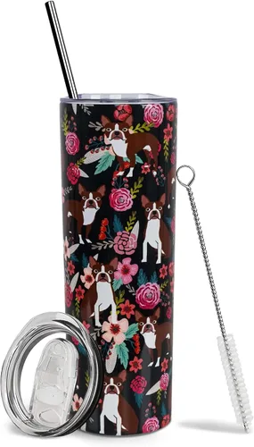 Vista 29 de Dachshund - Vaso de viaje aislado de acero inoxidable de 20 onzas con asa y pajilla, regalo para mujer, para el Día de la Madre, a prueba de fugas