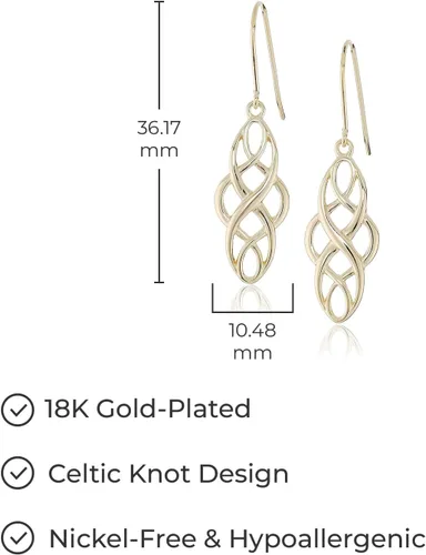 Vista 5 de Amazon Essentials Aretes colgantes de plata de ley con nudo celta oxidado (anteriormente colección Amazon)