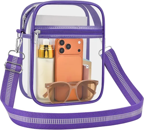 Vista 14 de Bolsa transparente para eventos de estadio, bolso cruzado transparente para hombres y mujeres, bolsa de mensajero para conciertos, festivales