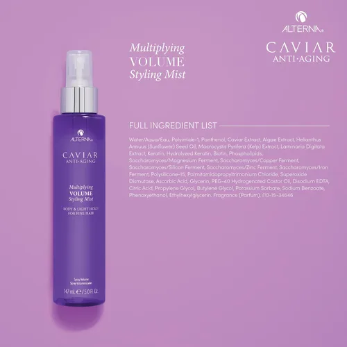 Vista 6 de Alterna Caviar Anti-Envejecimiento Multiplicación Volumen Styling Mist, 5 onzas, Para Cabello Fino, Delgado, Agarre Ligero, Libre de Sulfato