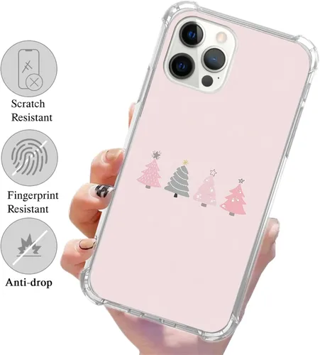 Vista 2 de Bonita funda de árbol de Navidad rosa compatible con iPhone 12 y iPhone 12 Pro, funda de Navidad de invierno para iPhone 12 y iPhone 12 Pro