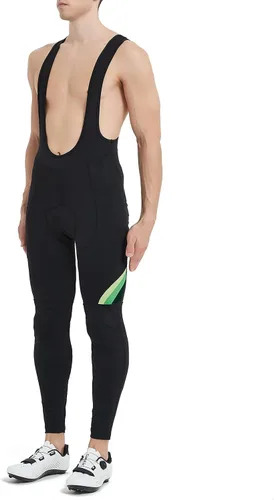 Vista 2 de Santic Mallas con pechera de ciclismo para hombre, pantalones largos acolchados con bolsillo Verde