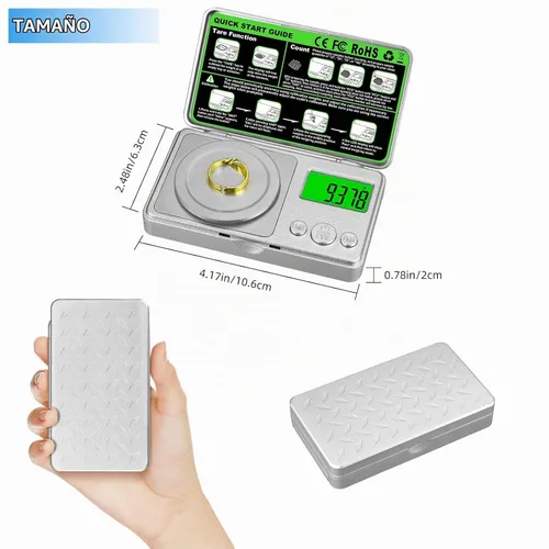 Vista 2 de Báscula de alta precisión de 3.53 oz/0.00 oz, báscula digital de miligramo de bolsillo, báscula de joyería de gramo pequeño, escala de moneda