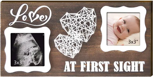 Vista 9 de Yudarte Ultrasound Picture Frame 4x3 Inch with Baby Countdown Weeks Sonogram - Pregnancy Announcement Golden Giraffe Nails and String Decor - Ideal