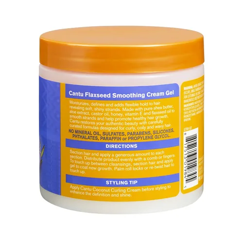 Vista 3 de Cantu Gel en crema de linaza con aloe, miel, manteca de karité y vitamina E, 16 onzas