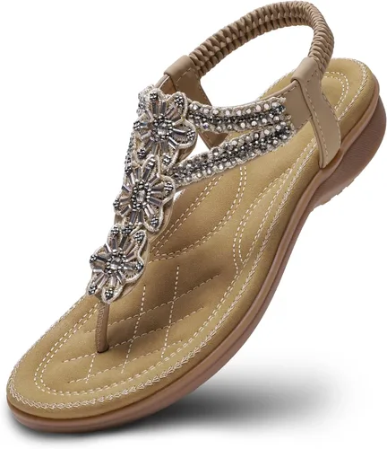 Vista 13 de Littleplum Sandalias para mujer hechas a mano con soporte de arco de verano, sandalias cómodas para caminar ortopédicas bohemias