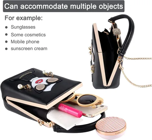 Vista 3 de KUANG! Women Novelty Lady Face Shoulder Bags Funky PU Leather Top Handle Satchel Handbags Clutch Purse for Women
