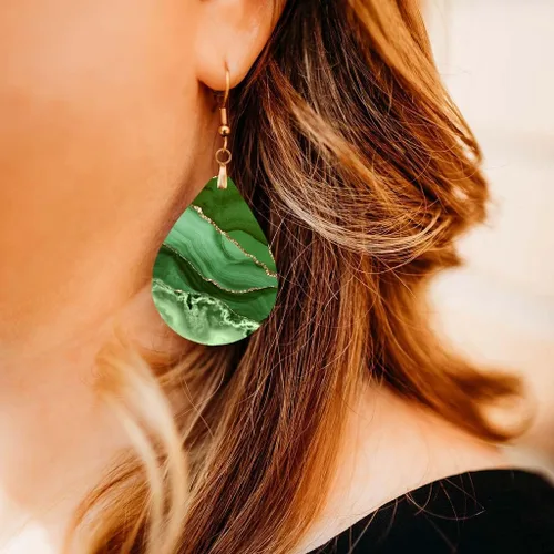 Vista 20 de Dangle Earrings for Women Colorful Dangling Drop Statement Jewelry Printed MDF Wood Teardrop Double Side Print Handmade by The Painted Pug