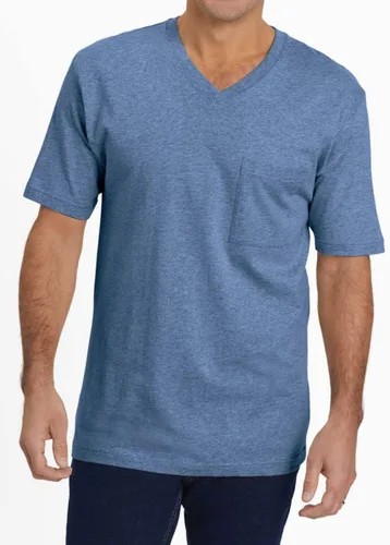 Vista 2 de Wihion Camisetas de manga corta con bolsillo para hombre, estilo casual, de algodón, cuello en V