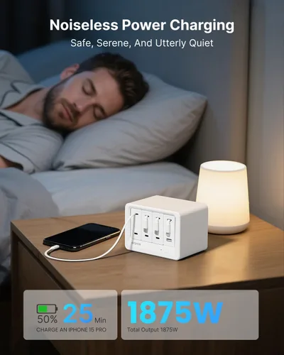 Vista 6 de Gitryin Estación de carga de escritorio 12 en 1 con 3 cargadores retráctiles tipo C y 1 cargador Lightning, concentrador de carga USB-C de 160 W