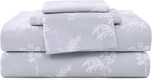 Vista 8 de Stone Cottage - Juego de sábanas, ropa de cama de percal de algodón crujiente y transpirable con funda de almohada a juego, 200 hilos, bolsillo