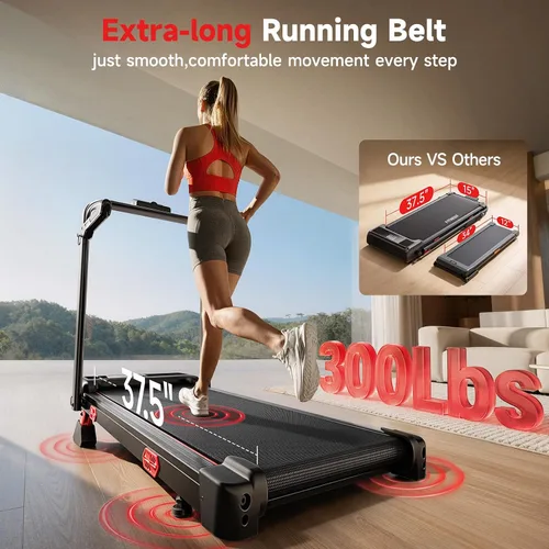 Vista 9 de RHYTHM FUN Cintas de correr para el hogar, caminadora con asas, 13%